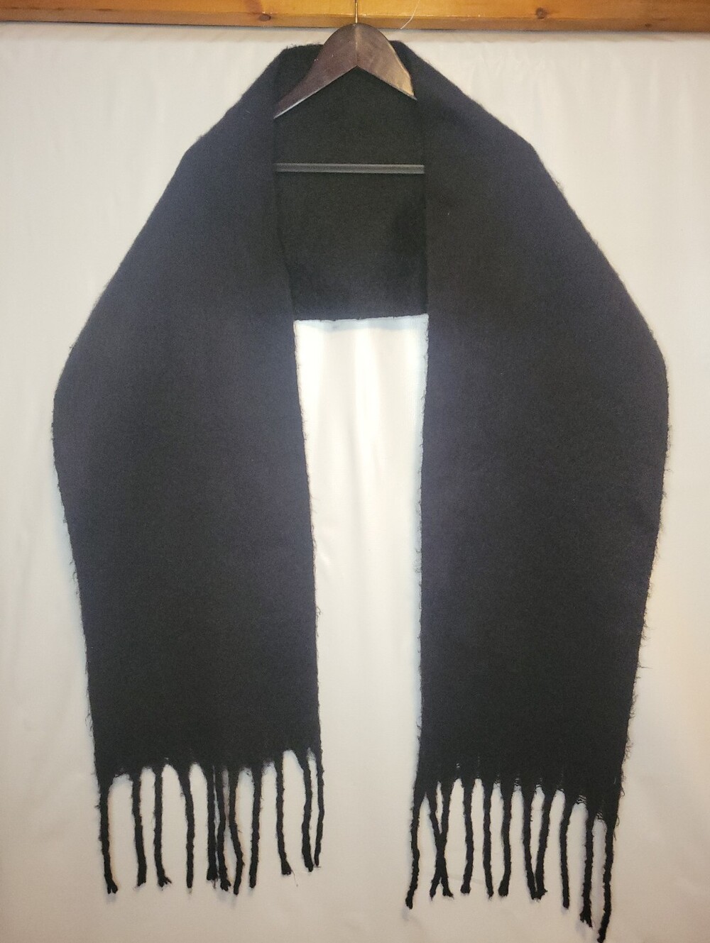 Snuggly Oversized Black Fringed Scarf